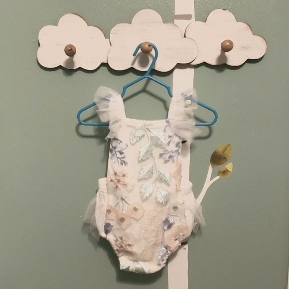 Embroidered Tulle Overalls Onesie Size 12 months - Picture 3 of 5